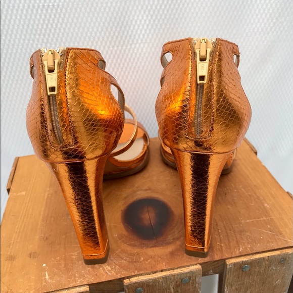 Chloe, size 39.5, leather heeled sandal, copper - Picture 2 of 5